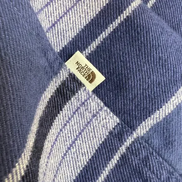 The North Face Men Arroyo Flannel Shirt XL Cotton Blue Stripe Heavy Duty Button - Picture 10 of 10